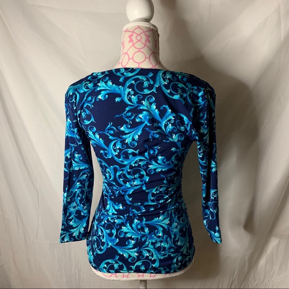 Carmen blue patterned top size small:) - Picture 2 of 3